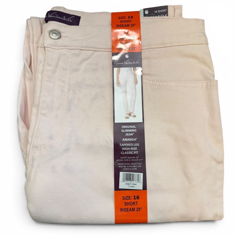 Gloria Vanderbilt Pink Original Slimming Amana Jeans Size 16 Short